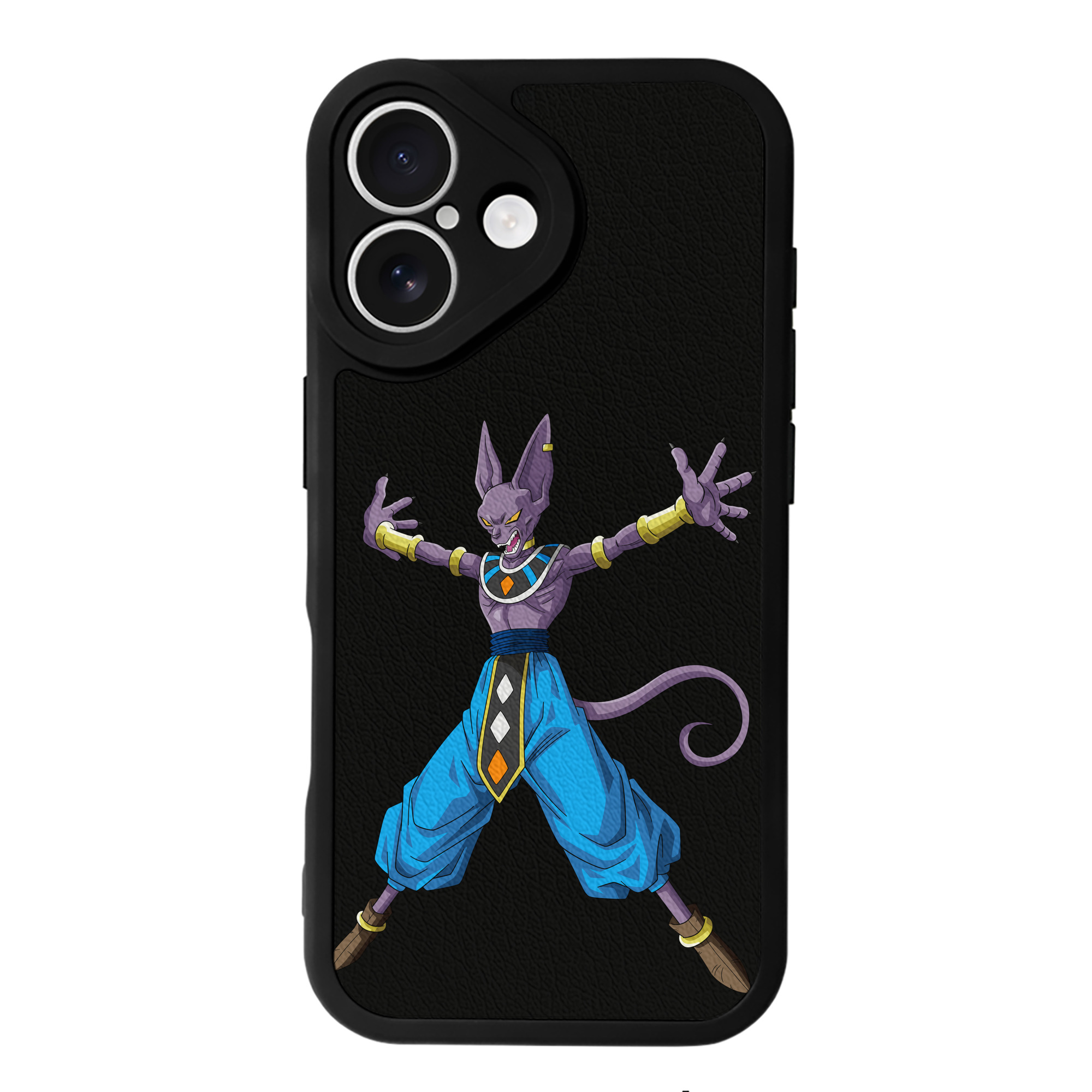 （画像用） ドラゴンボール ビルス 破壊神ビルス DRAGON BALL Beerus Birusu 【iPhone 16シリーズ対応】シリコンスマホケース（レザー調） 材質：シリコン